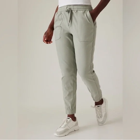 Athleta Farallon Jogger Pant Birch Grey Plus Size 18 Tracks Pants White Legging - Picture 2 of 10